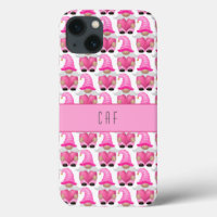 Cœurs de gnomes roses monogramme bois mignon