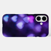 Coques Case-Mate iPhone Coeurs de néon pourpre (Verso (horizontal))