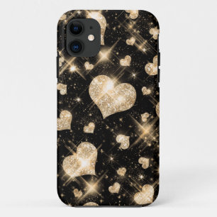 Coques Pour iPhone Coeurs de parties scintillantes d'or