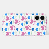 Coques Case-Mate iPhone Cœurs de Patte de Chat Miaou Bleu Rose Vert (Verso (horizontal))