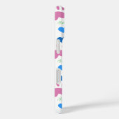 Coques Case-Mate iPhone Cœurs de Patte de Chat Miaou Bleu Rose Vert (Verso / Droite)