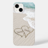 Coques Case-Mate iPhone Coeurs de plage avec noms (Verso)