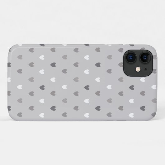 Coques Case-Mate iPhone Coeurs de polka minuscules dans les tons gris (Dos (Horizontal))