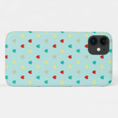Coques Case-Mate iPhone Coeurs de polka minuscules sur le vert de la mer (Dos (Horizontal))