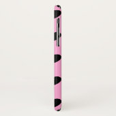 Coques Case-Mate iPhone Coeurs de polka noir sur coton bonbon rose (Dos/Gauche)