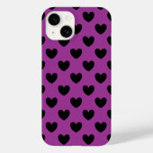 Coques Case-Mate iPhone Coeurs de polka noir sur violet (Verso)