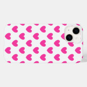 Coques Case-Mate iPhone Coeurs de polka rose Fuchsia sur blanc (Verso (horizontal))