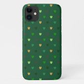 Coques Case-Mate iPhone Coeurs de Polka sur vert de forêt (Dos)