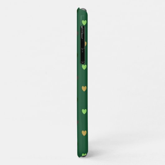 Coques Case-Mate iPhone Coeurs de Polka sur vert de forêt (Dos/Gauche)