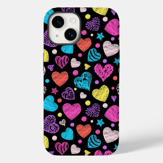 Coques Case-Mate iPhone Coeurs de Valentine Chalk | iPhone 14 Coque-Mate (Verso)