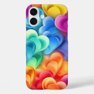 COQUES iPhone 16 PLUS COEURS DE VALENTINE COLORÉS EN COULEUR DE COULEUR
