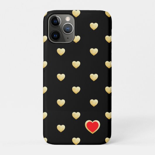 Coques Case-Mate iPhone Coeurs d'or gothique sur couleur solide (Dos)