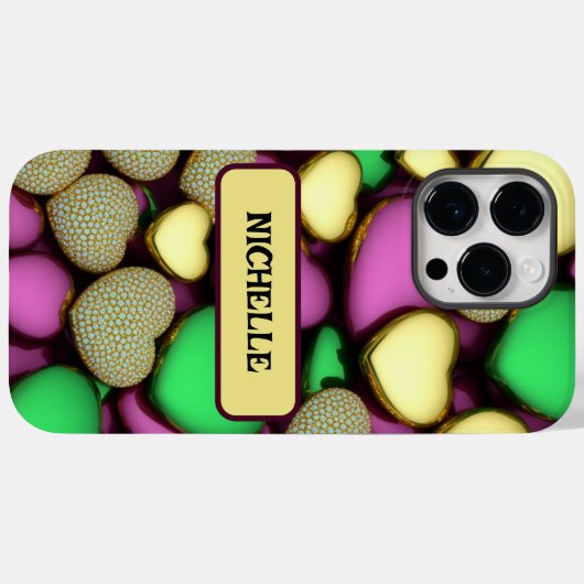 Coques Case-Mate iPhone Coeurs d'or Karat (Verso (horizontal))