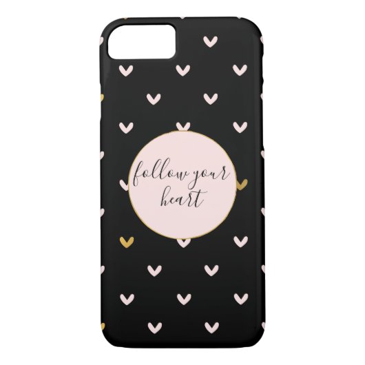 Coques Case-Mate iPhone Coeurs d'or noir rose (Dos)