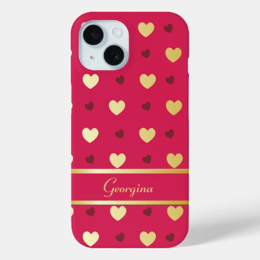 Coques Case-Mate iPhone Coeurs d'or personnalisées sur Cerise (Verso)