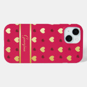 Coques Case-Mate iPhone Coeurs d'or personnalisées sur Cerise (Verso (horizontal))