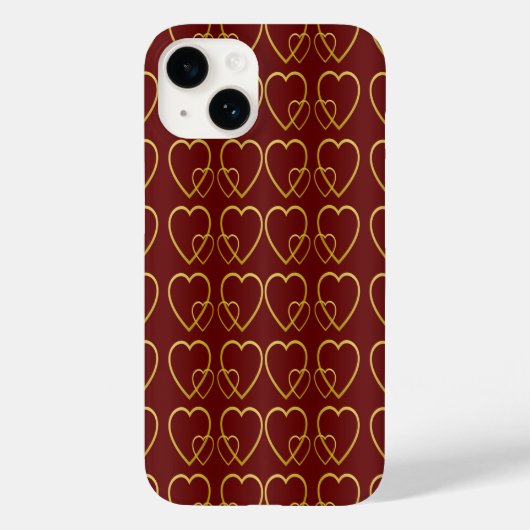 Coques Case-Mate iPhone Coeurs d'or sur marron (Verso)