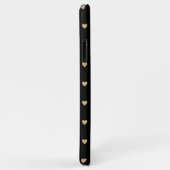 Coques Case-Mate iPhone Coeurs d'or sur Monogramme noir (Dos/Droite)
