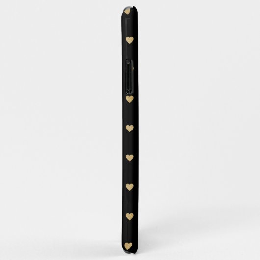 Coques Case-Mate iPhone Coeurs d'or sur Monogramme noir (Dos/Droite)