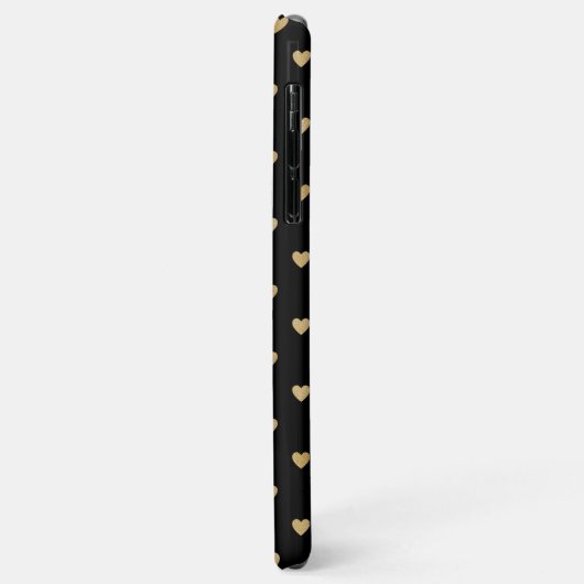 Coques Case-Mate iPhone Coeurs d'or sur Monogramme noir (Dos/Gauche)