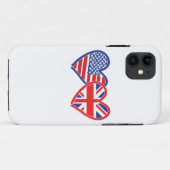 Coques Case-Mate iPhone Coeurs du drapeau américain Union Jack (Dos (Horizontal))