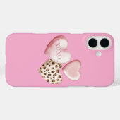 Coques Case-Mate iPhone Coeurs Empreintes de léopard XOXO Rose (Verso (horizontal))