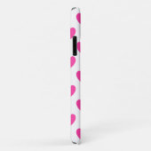 Coques Case-Mate iPhone Cœurs en pointillés rose fuchsia sur fond blanc (Dos/Droite)