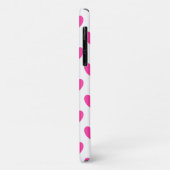 Coques Case-Mate iPhone Cœurs en pointillés rose fuchsia sur fond blanc (Dos/Gauche)