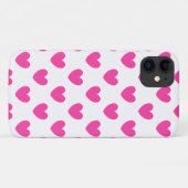 Coques Case-Mate iPhone Cœurs en pointillés rose fuchsia sur fond blanc (Dos (Horizontal))