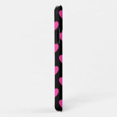 Coques Case-Mate iPhone Cœurs en pointillés rose fuchsia sur fond noir (Dos/Droite)