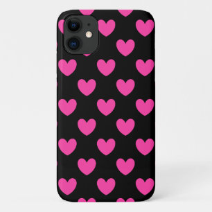 Case-Mate iPhone Case Cœurs en pointillés rose fuchsia sur fond noir