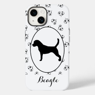 Coque Pour iPhone 14 Coeurs et Empreintes de pattes beagles