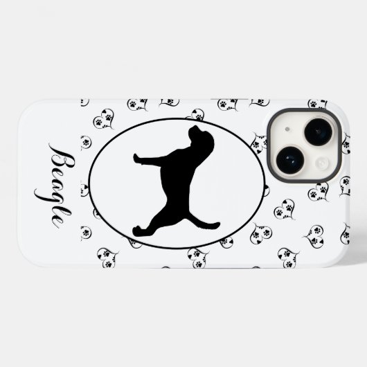 Coques Case-Mate iPhone Coeurs et Empreintes de pattes beagles (Verso (horizontal))