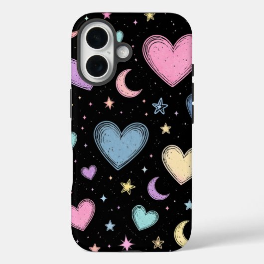 Coques Case-Mate iPhone Cœurs et Étoiles Célestes Pastel | Joli Esthétique (Verso)