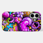 Coques Case-Mate iPhone Cœurs et fleurs abstraits violets (Verso (horizontal))