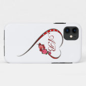 Coques Case-Mate iPhone Coeurs et fleurs paraphées (Dos (Horizontal))