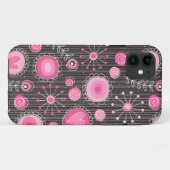 Coques Case-Mate iPhone Coeurs et fleurs Whimsical rose et gris (Dos (Horizontal))