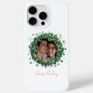 Coque iPhone 15 Pro Max Coeurs et ivoire verts