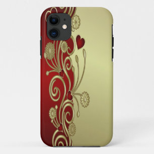 Coques Pour iPhone Coeurs et manuscrits rouges et dorés