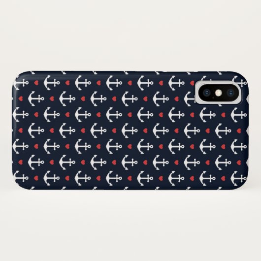 Coques Case-Mate iPhone Coeurs et motif d'Ancres (Dos (Horizontal))