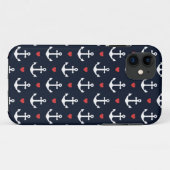 Coques Case-Mate iPhone Coeurs et motif d'Ancres (Dos (Horizontal))