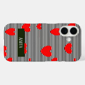 Coques Case-Mate iPhone Coeurs et rayures rouges personnalisés (Verso (horizontal))