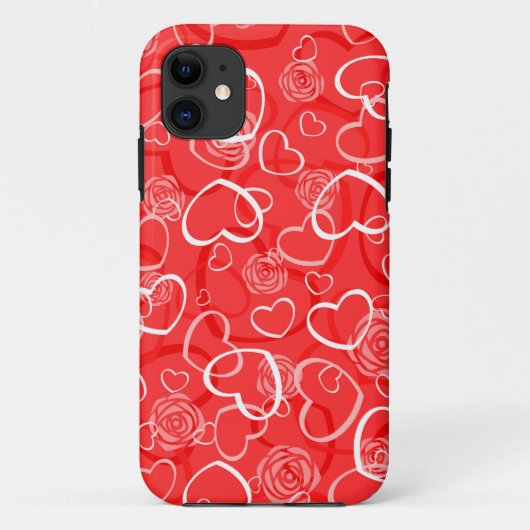 Coques Case-Mate iPhone Cœurs et Roses Rouges (Dos)