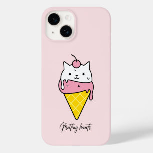 Coque Pour iPhone 14 Coeurs fondus - Chat à la crème glacée d'été