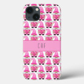 Coques Case-Mate iPhone Coeurs Gnomes roses Monogramme Bois mou (Verso)