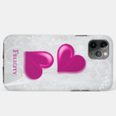 Coques Case-Mate iPhone Coeurs magenta personnalisés (Dos (Horizontal))