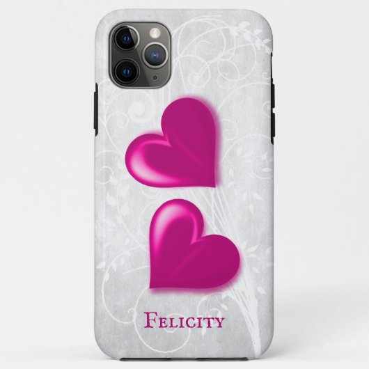 Coques Case-Mate iPhone Coeurs magenta personnalisés (Dos)