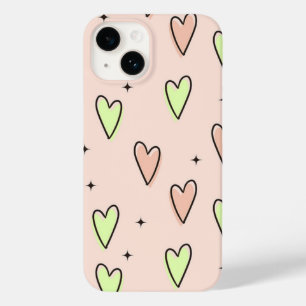 Coque Pour iPhone 14 Coeurs mignons et étoiles motif sur rose
