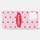 Coques Case-Mate iPhone Coeurs mignons modernes sur Coral rose (Verso (horizontal))