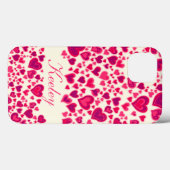 Coques Case-Mate iPhone Coeurs motif rose chaud & crème nommé (Verso (horizontal))